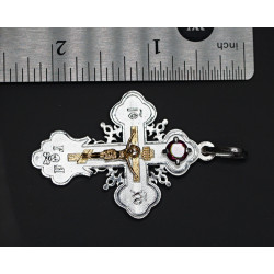 Argentum-Silver Eastern Orthodox Cross – Necklace with natural Garnet 6mm