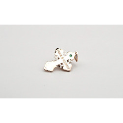 14K Rose Gold Eastern Orthodox Cross – Necklace with natural Emerald 4mm